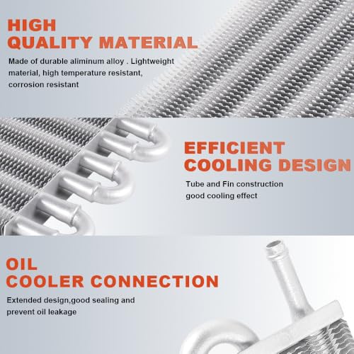 BARTOO Universal 5/16" Transmission Oil Cooler Kit, Aluminium alloy 6 Pass Tube and Fin Oil Cooler Kit(Sliver) - color: Sliver, size: 6 Pass