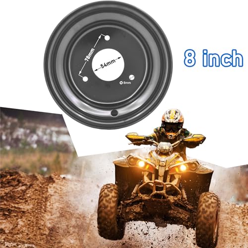 8" Front Wheel Rim with 3 Holes Fits for Most ATV Go Kart Off-Road Dirt Pit Bike Quad Dirt Bikes Street Bikes (Front-Black) - size: 8" wheel rim-front
