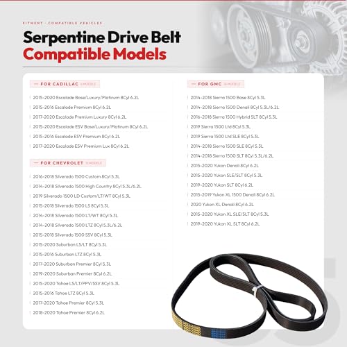 K060714 Serpentine Drive Belt Compatible with Chevy Silverado - size: 6PK1814-1814mm