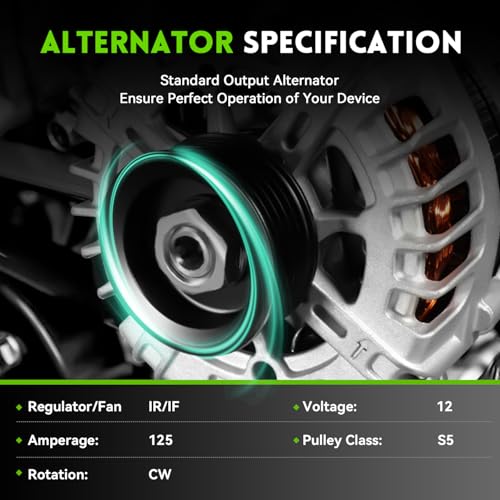 11265N New Alternator Replacement for Chevrolet Malibu 2008-2012 2.4L, Cobalt 08-10 2.2 2.4L, Pontiac G5 08-10 2.2 2.4L, Saturn Aura 08-09, Vue 08-10,Sky 2008 2.4L, 15828450, 22762984, AVA0078 - size: 11265N