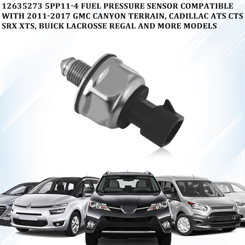 Fuel Rail Pressure Regulator Sensor 12635273 5PP11-4, Fuel Injection Pressure Sensor for Cadillac SRX, Chevrolet Equinox Impala, GMC Terrain, Buick Lacrosse Regal Malibu 10-17 2.4L