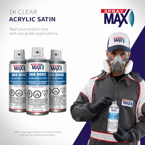 SprayMax 1K Acrylic Satin Clear Coat | Clear Satin Spray Paint for Cars