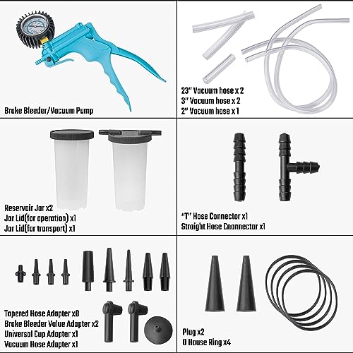 DURATECH 2 in 1 Brake Bleeder Kit with Handheld Vacuum Pump, for Automotive