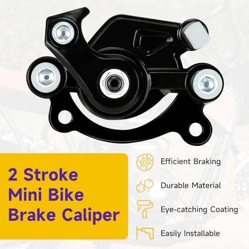 HIAORS Mini Bike Rear Disc Brake Caliper for Coleman CT100U CC100X B100 RB100 Baja DB30 Motovox MBX10 MBX11 GMB100 79cc 97cc 99cc 105cc 2.5hp 2.8hp Mega Moto MM-B80 MM-B105 Parts Brake Pads Black - color: Black