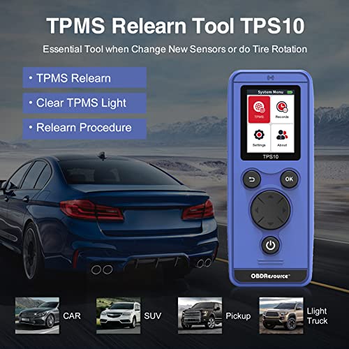 OBDResource TPMS Relearn Tool for Auto Tire Pressure Monitor System Sensor Activation TPMS Reset Tool TPS10 for Buick, for Ford, for Jeep, for Dodge Series Vehicles/Most GM Series Vehicles