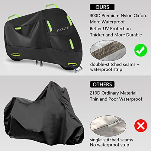 SECELES 300D Motorcycle Cover Heavy Duty - color: Green, size: XXL (86" x 37" x 50")