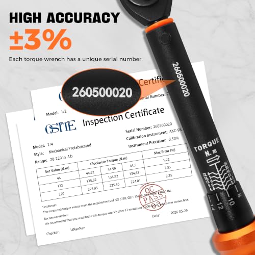 10PCS Torque Wrench Set 1/4 3/8 1/2-inch Drive Click