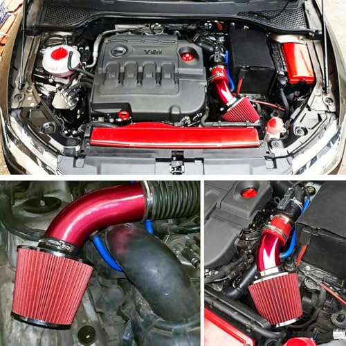 76mm Cold Air Intake Kit, Aluminum Red 3" - color: RED