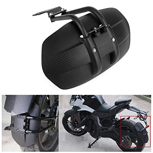 Qiilu Motorcycle Rear Mudguard, Black ABS & Stainless Steel, Universal Fit for Convex Rear Flat Fork 12-18inch Tires