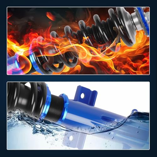 Upgrade Adjustable Coilovers Compatible with Ford Mustang 2005-2014 High Poundage Coil Spring Absorber Struts Suspension Lowering Kit Blue - color: Blue