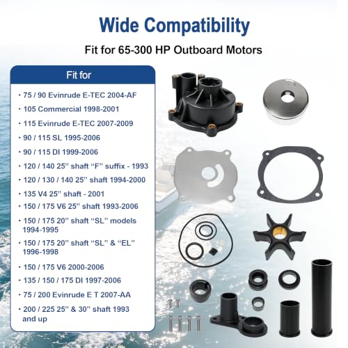 MARKGOO Water Pump Repair Kit 5001595 for OMC Johnson Evinrude 65-300 HP - color: 5001595 fits V4 V6 V8 65-300HP