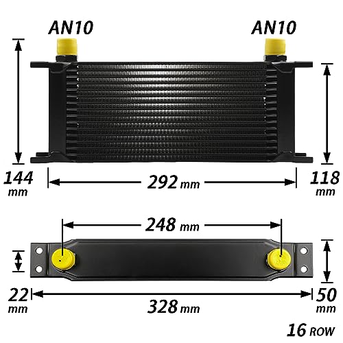 19 Row Stacked Plate Oil Cooler With Fuel Line Hose Mounting & Bracket - color: Oil Cooler+Fuel Line Hose+Mounting Bracket, size: 19 Row-BK