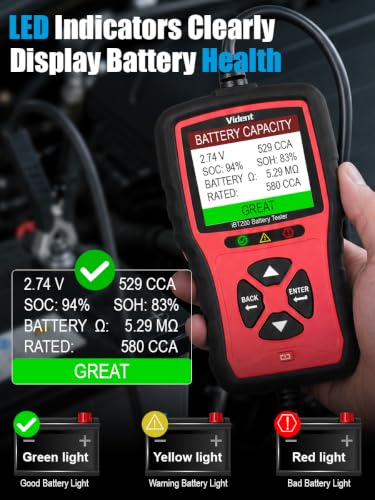 VIDENT 12V 24V Car Battery Tester, 100-2000 CCA Battery Load Tester for Car