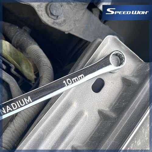 SPEEDWOX Double Box End Wrench 8 x 10 mm Extra Long Wrench Chrome Vanadium Steel Aviation Wrenches Metric 12 Point Extra 0 Degree Offset Polished Long Spanner Tools for Repairs, 9 Inch - size: 8*10