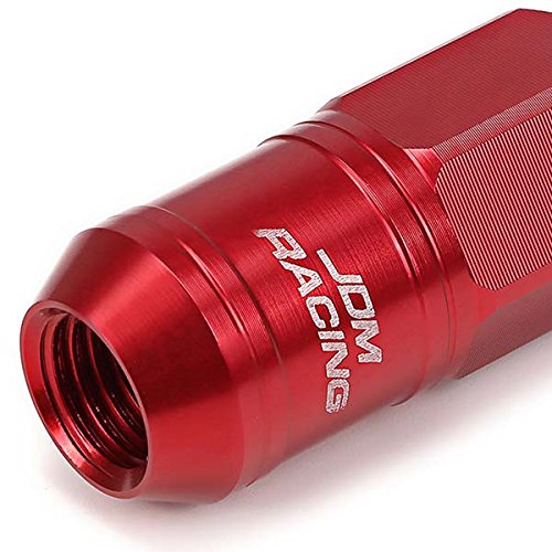 Auto Dynasty M12 x 1.5 Open End Design 16-Piece Aluminum Alloy Wheel Lug Nuts + 4 x Lock Nut + 1 x Lock Nut Key (Red) - color: Red