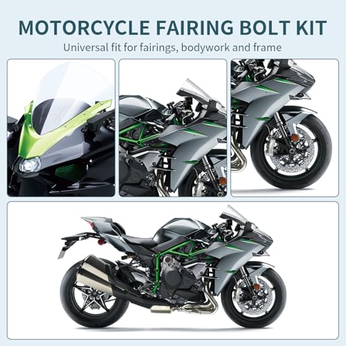 397PCS Motorcycle Fairing Bolt Kit, M4 M5 M6 Stainless Steel 304 - color: black