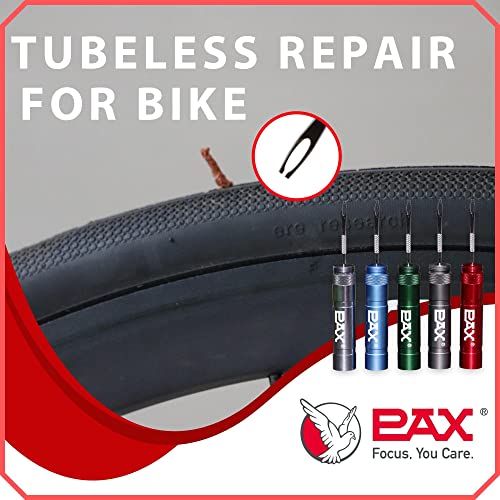 PAX 12 Pcs Tubeless Bike Tire Repair Kit, Includes Storage Canister, Plugger Tool, 10 Pcs Tire Plug Strips, Fast Flat Puncture Fix for MTB, Gravel and Road Bicycle Tires - Bright Red - color: Bright Red