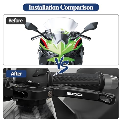 Motorcycle Brake and Clutch Lever Set Adjustable CNC Aluminum Replacement Clutch Levers for Kawasaki NINJA500 Ninja 500 Z500 Z 500 SE ABS 2024 2025(Black) - color: Black