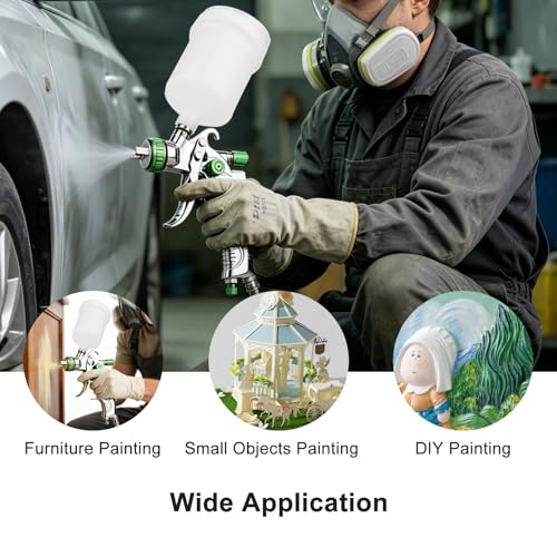 LVLP Air Spray Gun Premium Kit with 1.3/1.7/2.0mm Nozzles - size: plastic cup