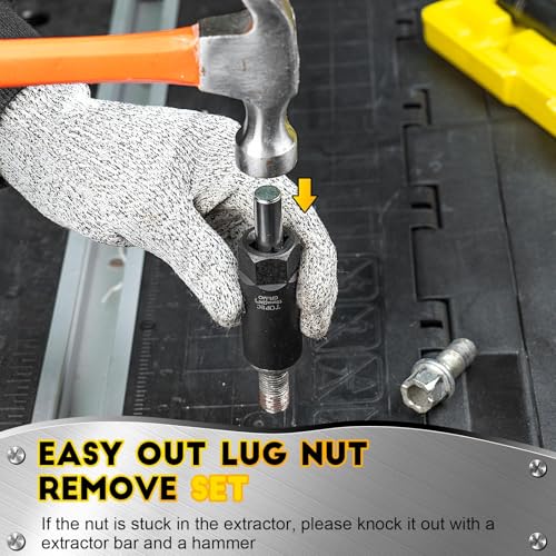 TOPEC 10PCS Deep Lug Nut Remover Heavy Duty, 1/2" Drive Impact Wheel Lock Removal Kit, Spiral Type Lug Nut Removal Tool for Removing Stripped, Broken, Damaged, Rounded Bolts, Nuts & Screws