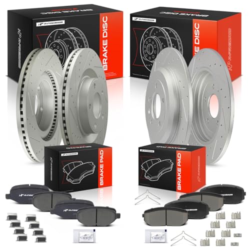 A-Premium Front and Rear Drilled Slotted Brake Rotors and Ceramic Pads Kit - style: F&R Drilled and Slotted