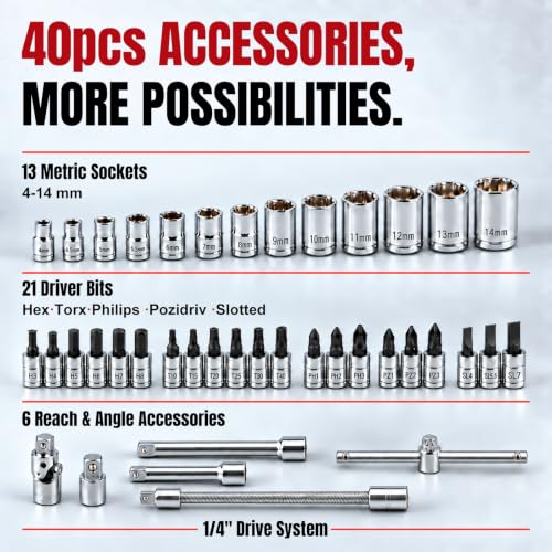 AOBEN 1/4" Cordless Electric Ratchet Wrench Kit for Auto Repair and DIY - color: Wine Red