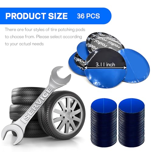 wuyaoyao 36PCS Tire Patch Kit, Dia. 3.11" (79mm) Tubeless Patches - size: 79mm-36PCS