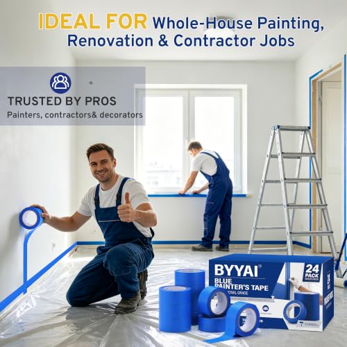 24 Rolls Painters Tape 2 Inch Wide, Blue Masking Tape Bulk 1320 Yards - size: 2 inch wide