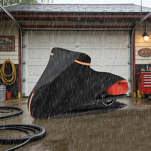 Full Enclosed Motorcycle Cover with Reflective Strips,107"L x 43"W x 58"H - size: 107"L x 43"W x 58"H
