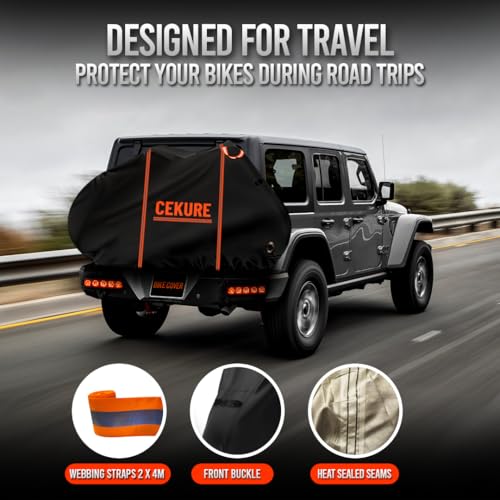 1-2 Bike Cover for Transport on Rack, Heavy Duty 600D Accident Proof Design - size: 82x38x47 inches (Transport)