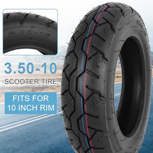 3.50-10 스쿠터 타이어, 오토바이용 3.50-10 로드 튜브리스 타이어 - 8PR 56 J 2PK - color: 2팩, size: Road Tread