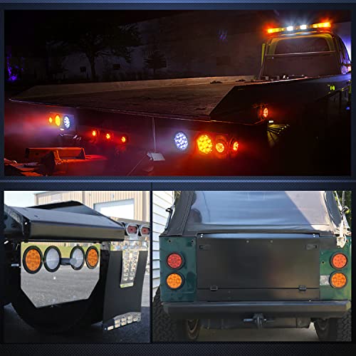 Nilight 4" Round Trailer Tail Light Amber Turn Signal Lights Flush Mount - color: Amber 2Pcs, size: 4 Inch