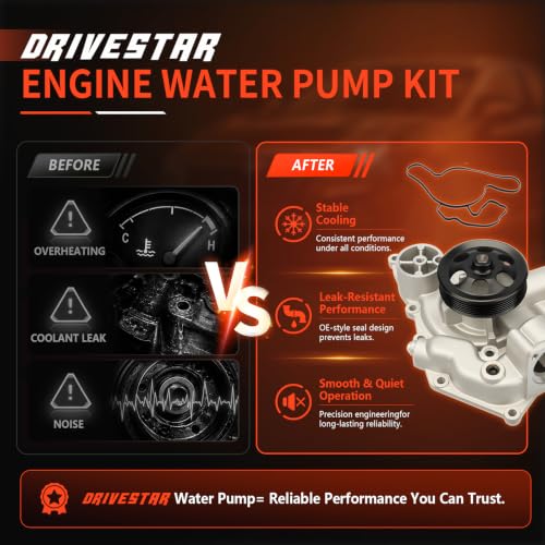 AW6653 Engine Water Pump w/Gasket for Dodge Charger Challenger - size: AW6653