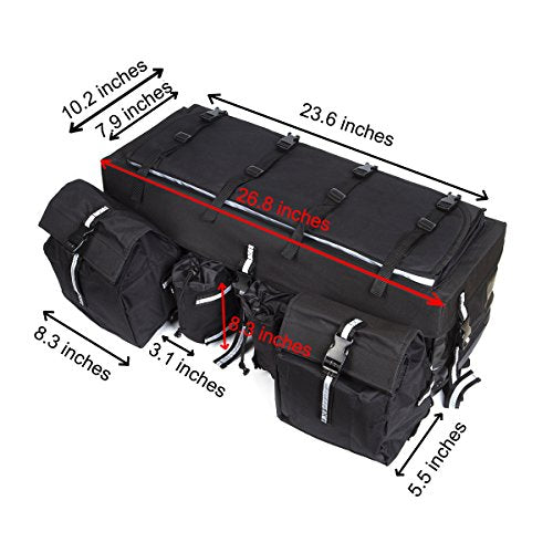 OHMOTOR ATV Cargo Bag Rear Rack Gear Bag Made of 600D Waterproof Fabric - color: Black