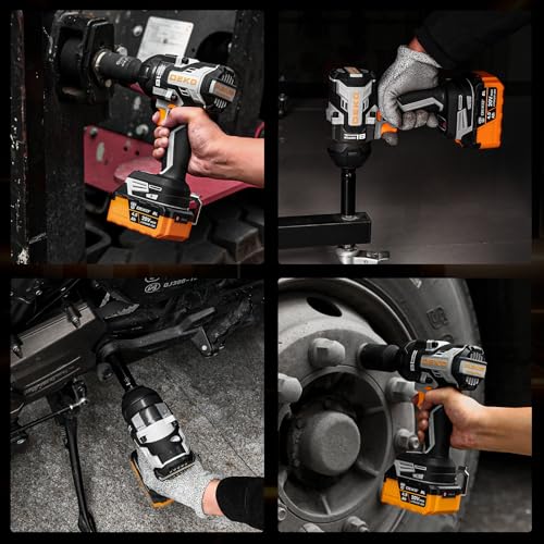 Cordless Impact Wrench:DEKOPRO 590ft-lbs/800N.m Impact Gun, 1/2" Brushless Impact Wrench with 4.0Ah Battery, 4 Sockets, LED Light for Car Home