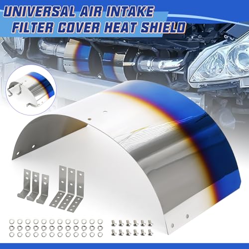 PTNHZ Universal Stainless Steel Air Intake Filter Cover Heat Shield Fits for 2.5-3.5" Cone or Cylinder Filter Burnt Blue - color: Cover 2.5"-3.5" Burnt Blue