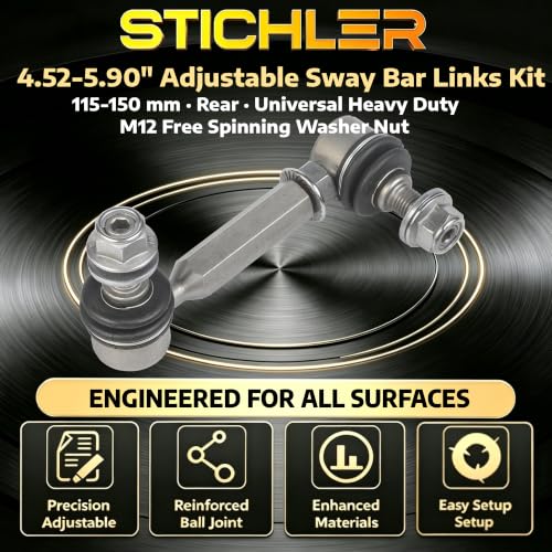 4.52-5.90'' 115-150 M12 Rear Universal Heavy Duty(HD) Adjustable Sway Bar Links Kit Replace OEM, Fit Most Cars Trucks SUVs Off-Road Vehicles Racing Specialty Use - size: 115-150 M12 Rear