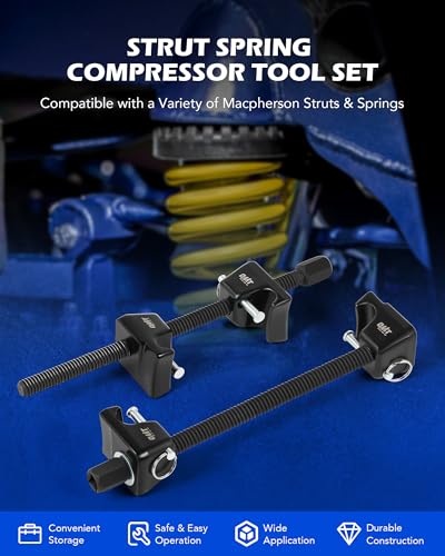 OMT Macpherson Strut Spring Compressor Tool Set with 10.5" Range - color: Black, size: 10.5" Max. Compression Stroke