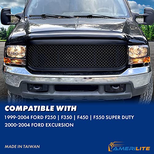 AmeriLite OE Smoke Replacement Headlights 4pcs Set w/Socket Bulb for 1999-04 Ford Excursion/Super Duty F250 F350 F450 F550 Truck - Passenger and Driver Side - color: Smoke