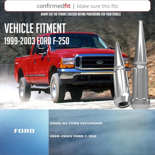 Wheel Accessories Parts 32 Pcs M14x2 14x2 Thread Spike Spline 4.40" Long Lug Nuts Chrome Truck Spline Hex Fits Ford Excursion F-250 F-250 350 Super Duty - color: Chrome, size: M14 x 2.0, style: 1999-03 Ford F250 F350 Excuresion