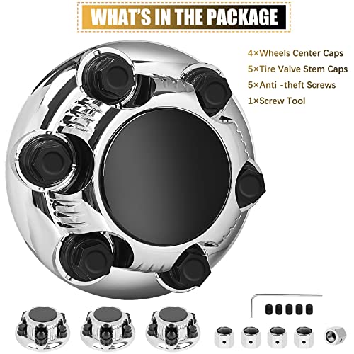 Wheel Center Caps 6 Lug, Chrome for 17" 8 Spoke 6 Lug Wheels, Compatible with 05-13 Chevy Silverado 1500, 07-14 Tahoe/Suburban 1500, 07-13 Avalanche, 09-11 Express 1500/Van, GMC Sierra/Yukon