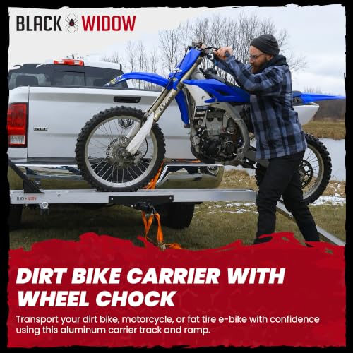 Black Widow Aluminum Motorcycle Hitch Carrier with Wheel Chock, 400 lb - style: Single Bike with Wheel Chock