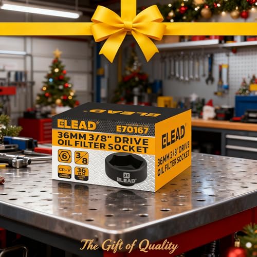 ELEAD 36 mm Oil Filter Socket Wrench, 3/8'' Drive 6-Point Oil-Filter Removal Tool, Metric Oil Filter Wrenches, Low Profile Design for Easy Removal, Chrome Vanadium Steel Oil-Change Tool - style: 36mm