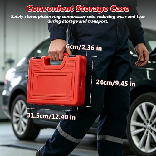 Engines Piston Ring Compressor Tool with Ratchet Pliers & 6 Piston Rings