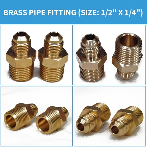 1/2" Natural/Propane Gas Pressure Regulator with 2 Brass Pipe Fittings (1/2" x 1/4"), LPG 10" NG 4" (Outlet Pressure), 1/2 PSI (Inlet Pressure), 13/16" in and Out Opening - size: 1/4
