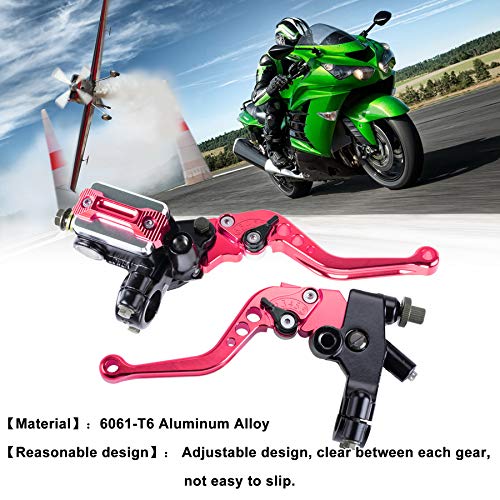 Universal Motorcycle 7/8" 22mm Handlebar Brake Master Cylinder Clutch Lever CNC Left & Right Set Compatible with Harley Honda Kawasaki Suzuki Yamaha( Piston Diameter 12.7mm (Red) - color: Red