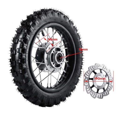 10 Inch 2.5-10 Front Wheel Tire with 1.4 x 10 Rim and Disc brake rotor With 12mm Bearing for 50cc 70cc 90cc 110cc Dirt Pit Bike CRF50 DRZ70 PW50 BBR50 TTR50 DRZ50 SSR (Front Wheel Tyre)