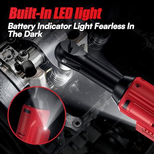 3/8 Cordless Ratchet Wrench Set, 60FT-LBS Extended Electric Ratchet with 400RPM Variable Speed, 21v Power Ratchet with 2x2.0Ah Battery, 7 Sockets, 1/4 Adaptor, 3"Extension Bar