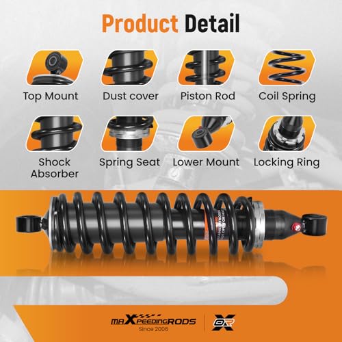 maXpeedingrods Front Struts Shock Absorber for 2000-2006 Honda Rancher 350 2x4 4x4 ES TRX350TE/TRX350TM/TRX350FE/TRX350FM, Pair Monotube Shock Replace 51400-HN5-671, 51400-HN5-990 - style: 2 Pieces Front