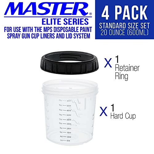 Master Paint System MPS, 4 Pack Set of Standard Size 20 Ounce (600ml) - size: 20 Ounce Hard Cup Set